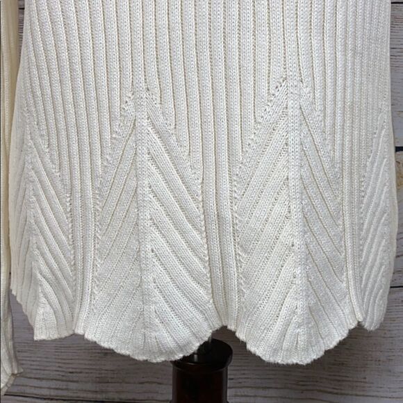 JONES NEW YORK SPORT Cotton Cream Rib Knit Sweater V-neck made in Australia M-L - Picture 4 of 9